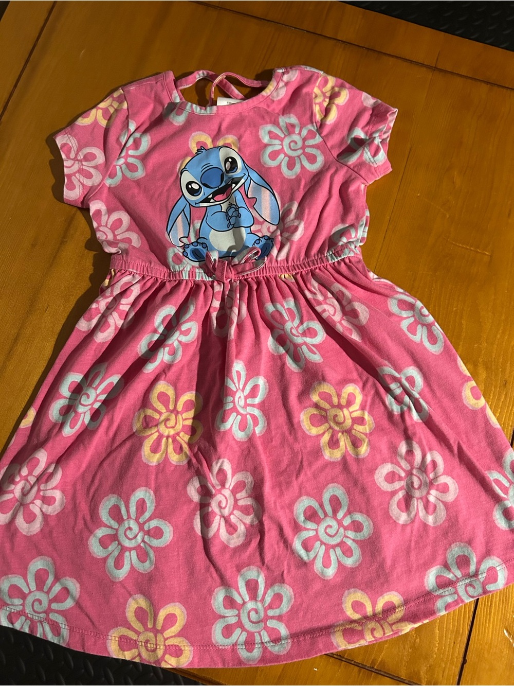 Disney Pink Stitch Floral Cotton Dress for Girls